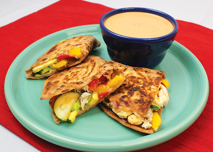 Quesadillas with Red Pepper Dip