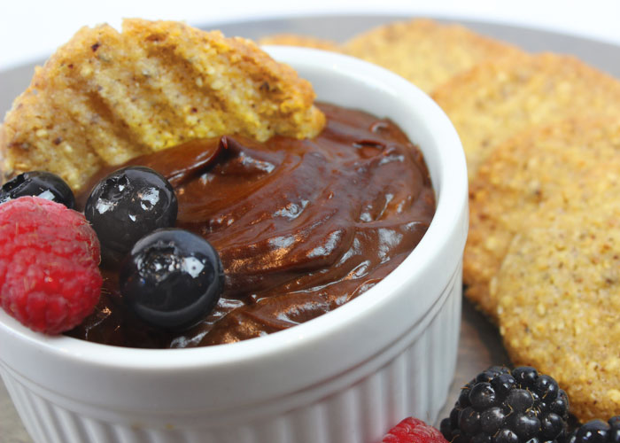 Chocolate Avocado Mousse with Hazelnut Crisps and Berries