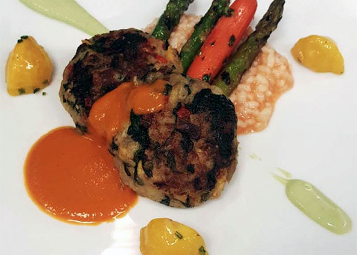 Vegetarian Eggplant Cakes with Grilled Vegetables