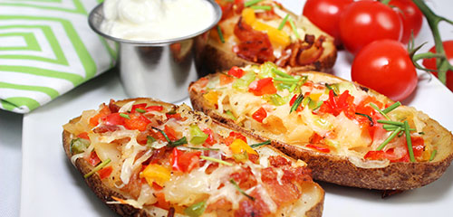 Potato Skins Stuffed with Peppers & Tomatoes
