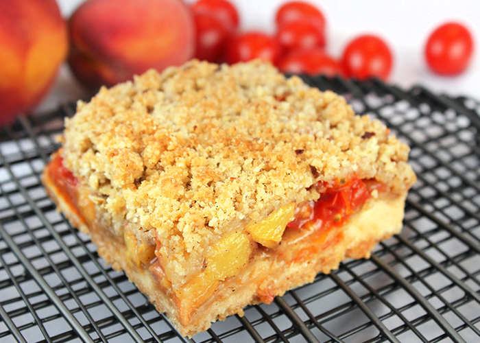 Tomato Peach Crumble Squares