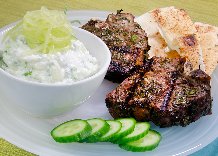 Lamb with Cucumber Glaze and Homemade Tzatziki
