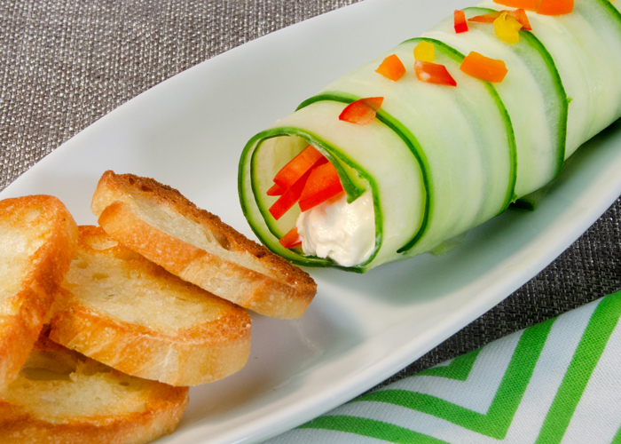 Stuffed Cucumber Rolls with Dill & Honey Infused Cream Cheese