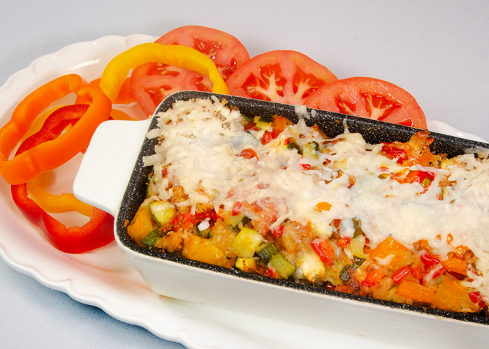 Zucchini Bake with Beefsteak Tomatoes and Bell Peppers