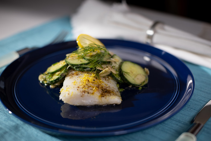 Baked Cod with Lemon Cucumber Salad