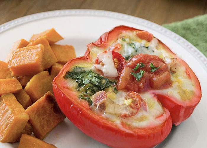 Kale & Bacon Stuffed Peppers