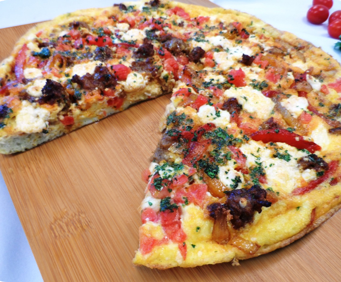 Roasted Sweet Bell Pepper & Chorizo Frittata with Queso Fesco