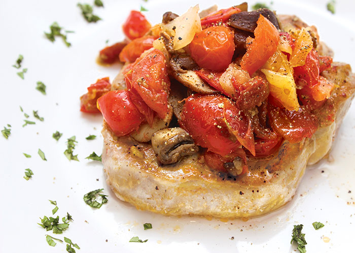 Spicy Tomato & Mushroom Pork Chops