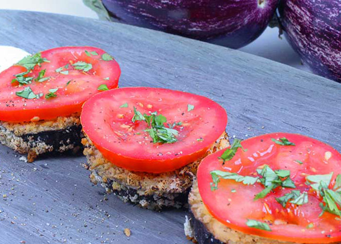 Breakfast Baked Tomato Eggplant