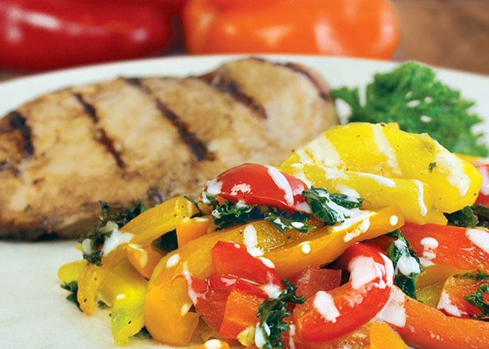 Grilled Chicken Breast with Roasted Pepper Slaw