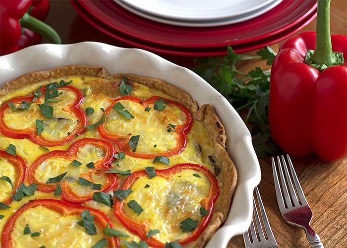 Ham, Red Pepper & Mushroom Quiche
