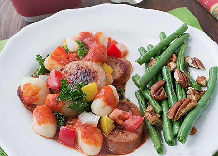 Kielbasa Gnocchi & Nutty Green Beans