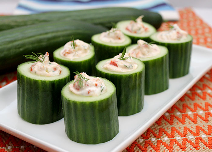 Roasted Red Pepper Cucumber Shots