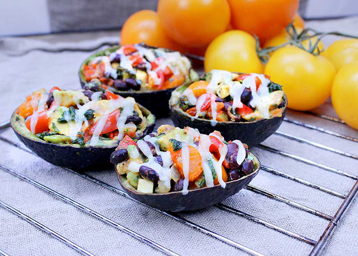 Stuffed Black Bean Tomato Avocados